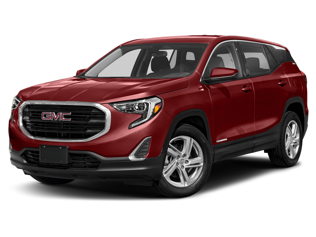 2020 GMC Terrain SLE in Red Quartz Tintcoat — front three-quarter view
